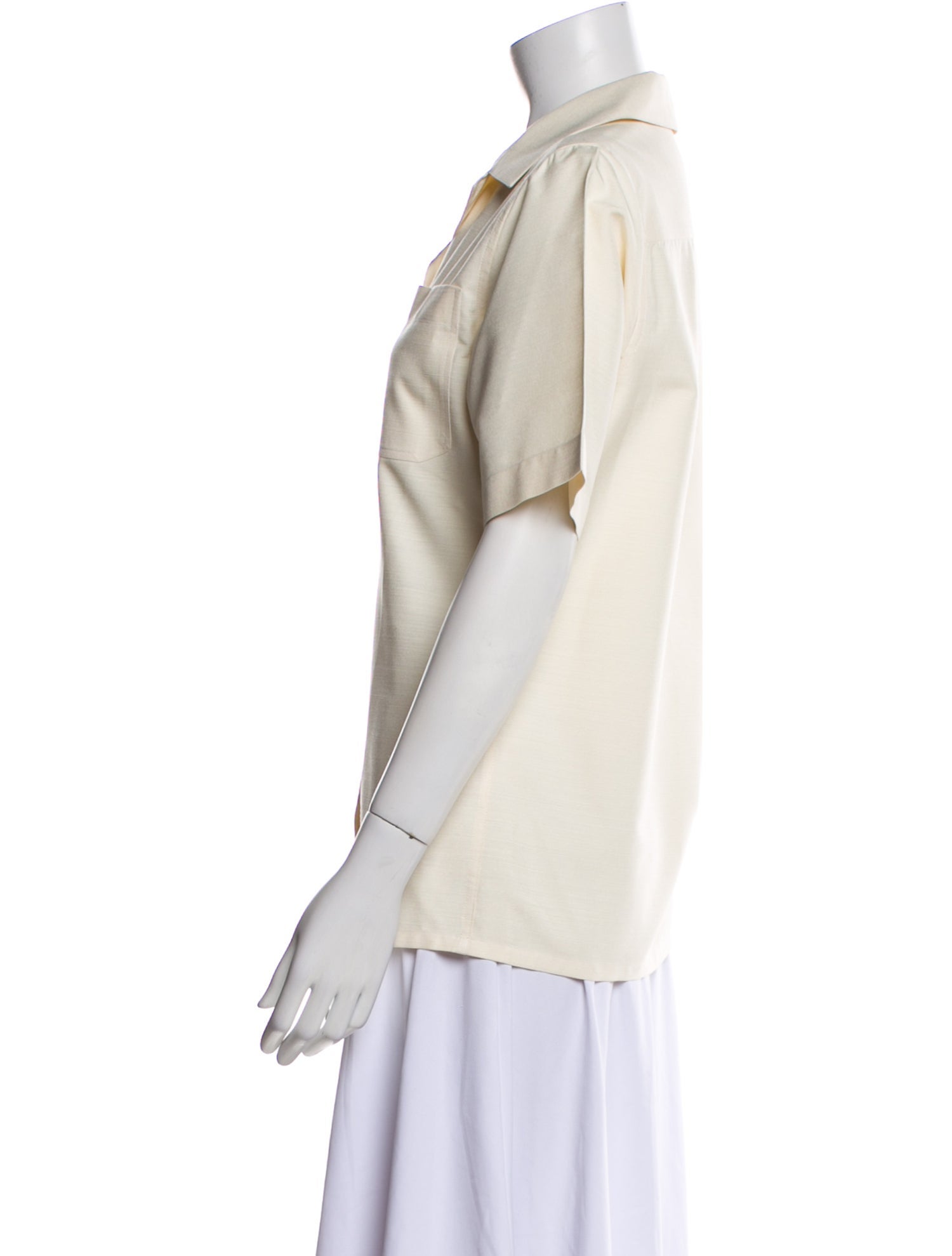 Brioni Silk Short Sleeve Button-Up Top